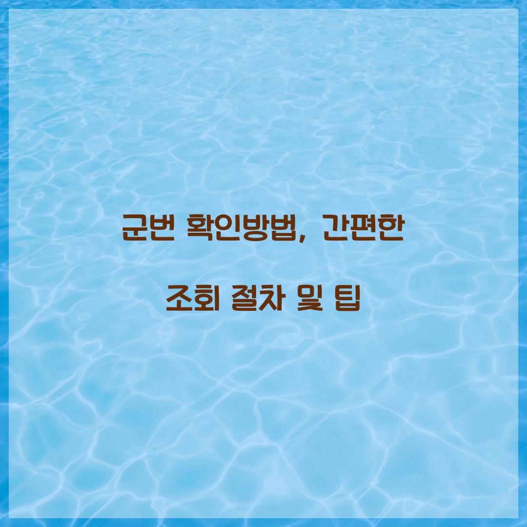 군번 확인방법