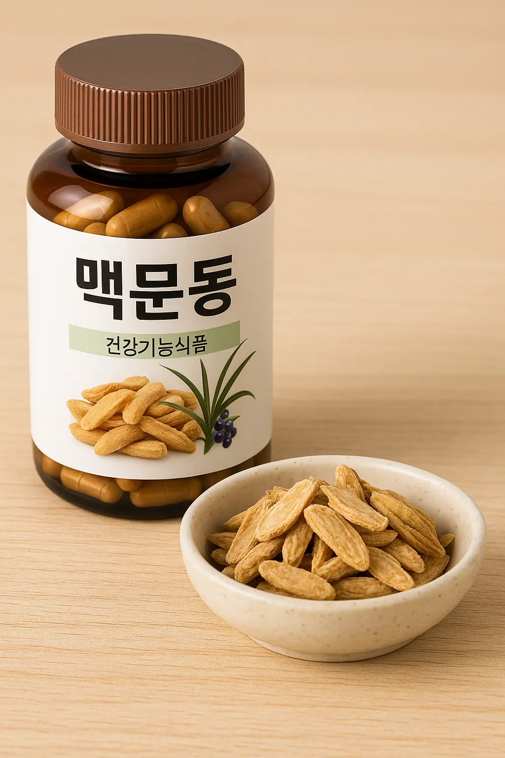 맥문동과 한약재, 건강기능식품 이미지