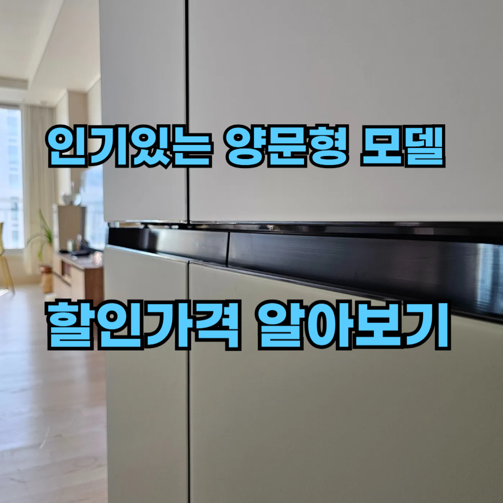 양문형 냉장고가 주방에 설치되어 있는 모습