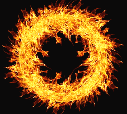 강한 불길이 커다란 원을 그리며 활활 타오르고 있다.