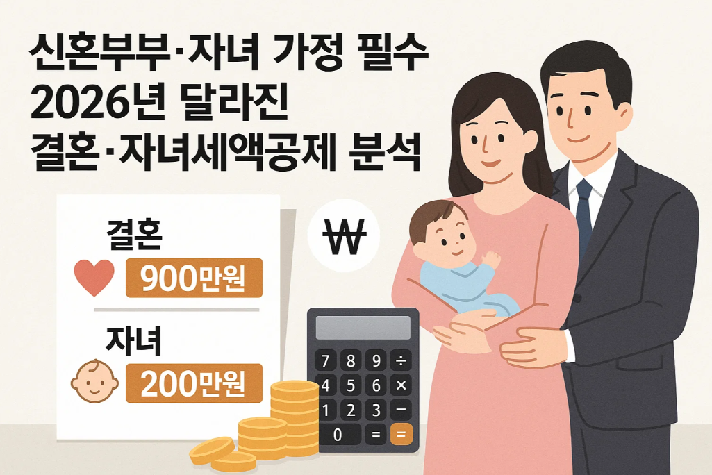 신혼부부·자녀 가정 필수│2026년 달라진 결혼·자녀세액공제 분석