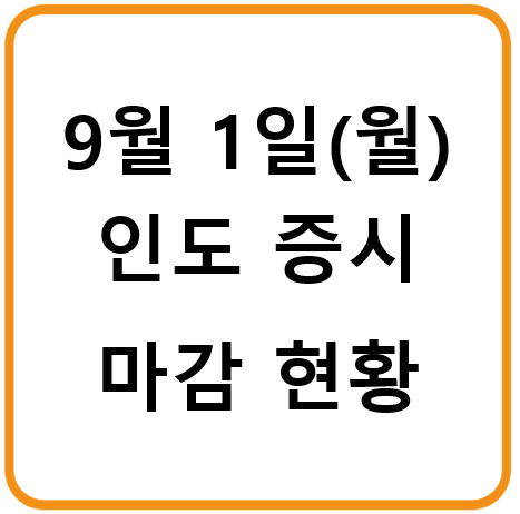 2025년 9월 1일(월) 인도증시 마감시황