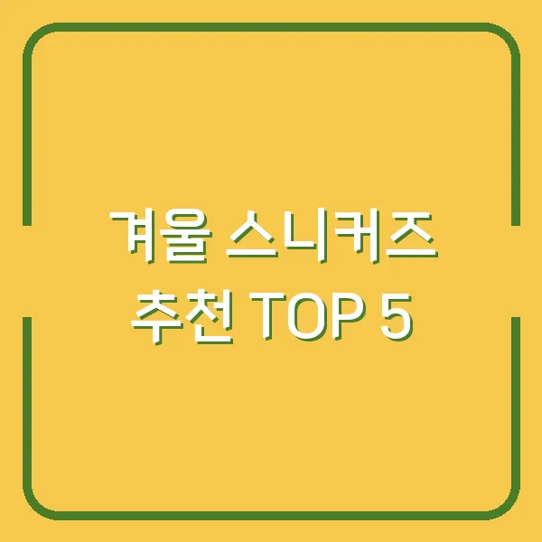 겨울 스니커즈 추천 TOP 5