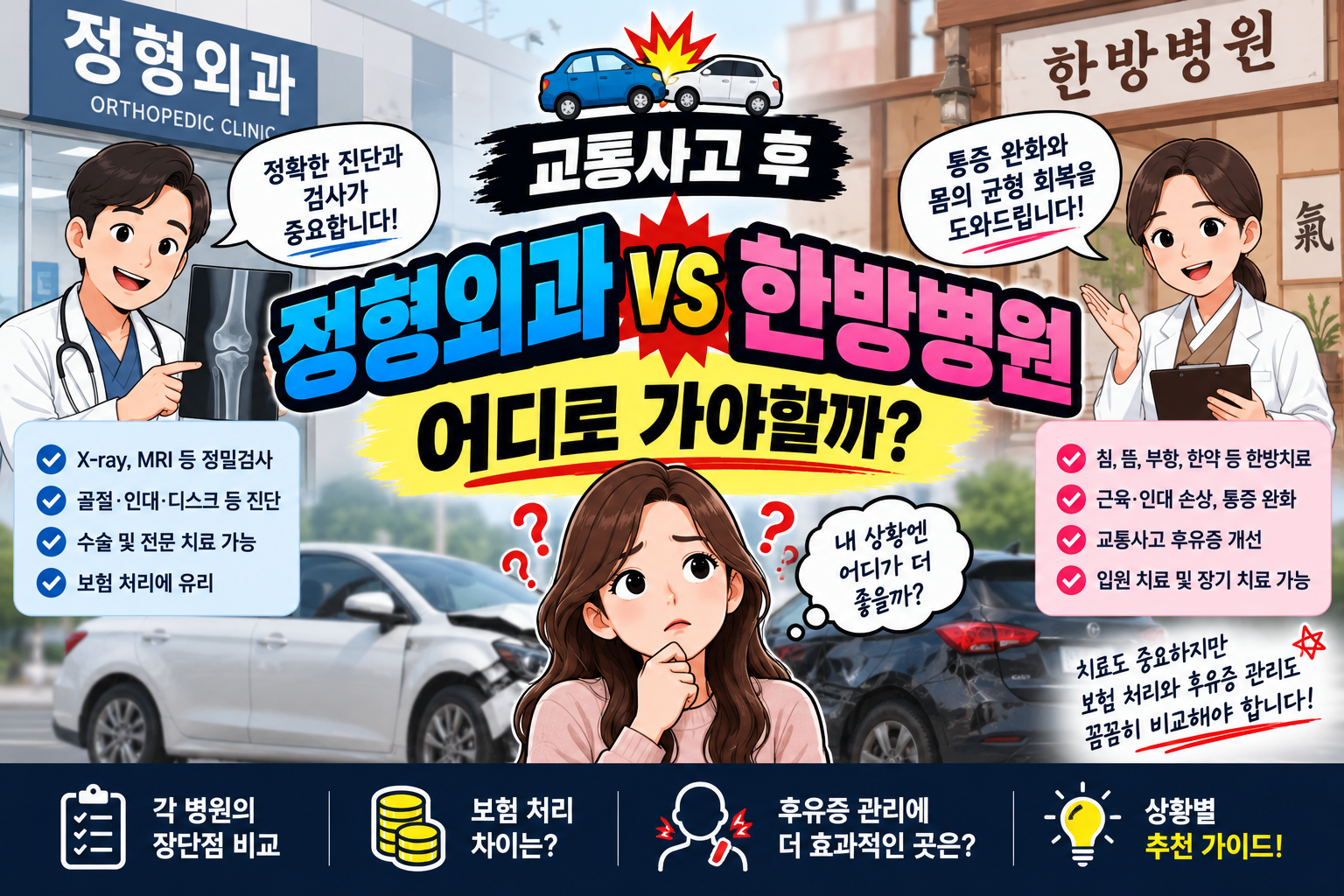 교통사고 후 병원 어디로 가야할까? 정형외과 vs 한방병원