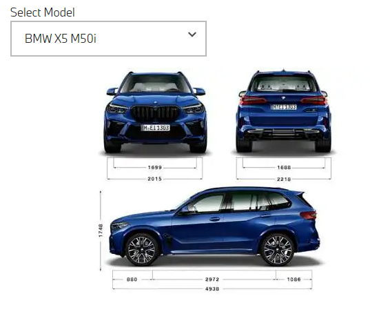 x5m50i-dimensions