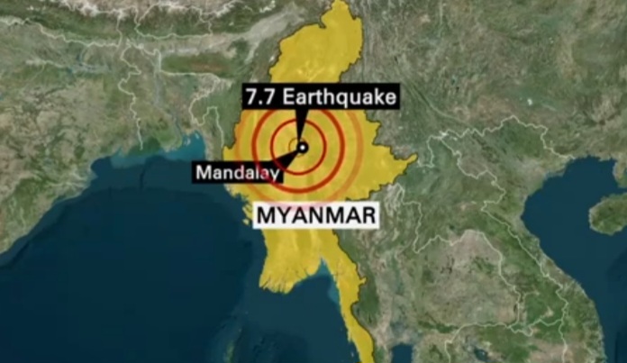 미얀마, 규모 7.7 지진 발생 및 지역