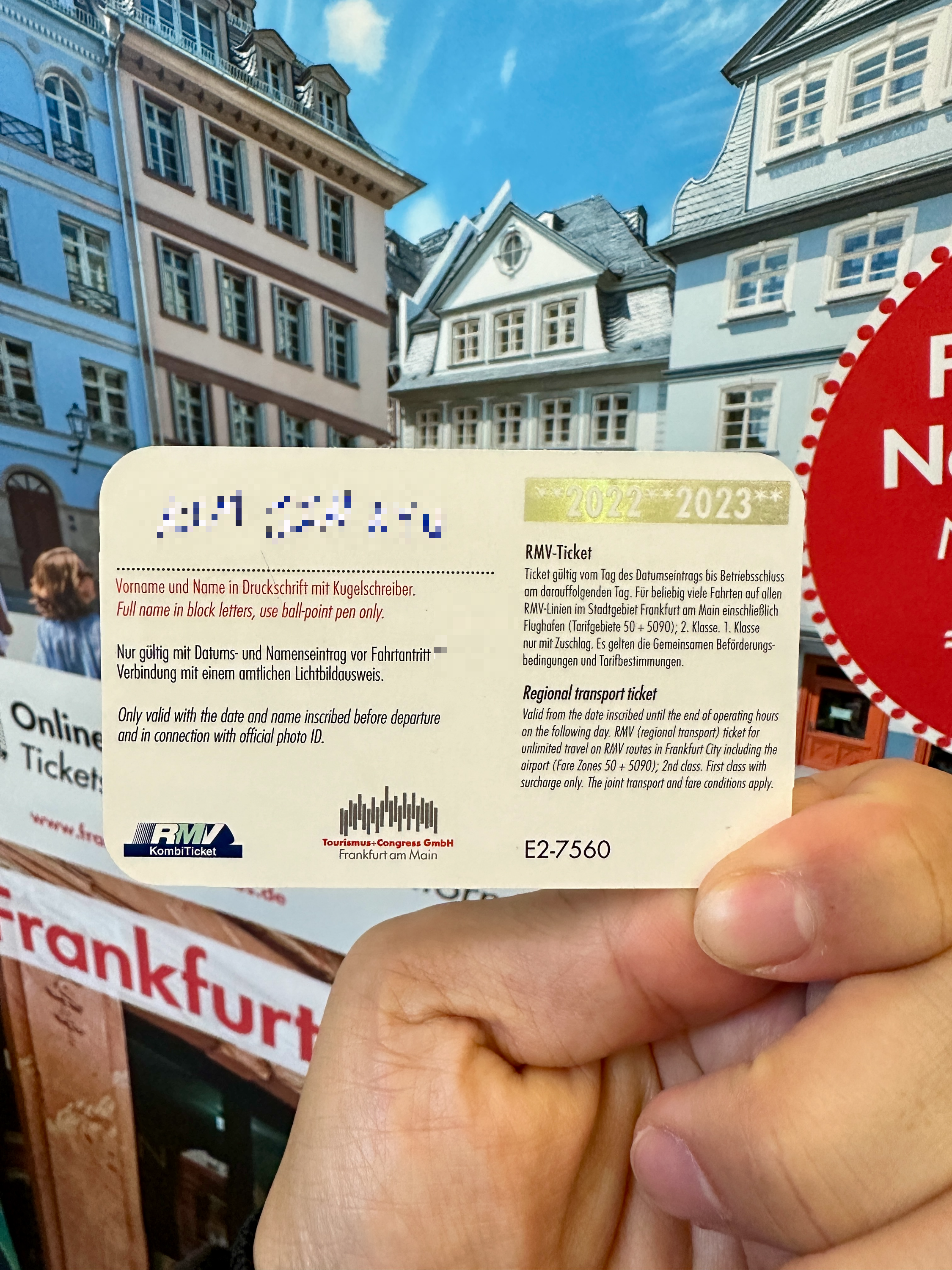 프랑크프루트 카드 2일권 뒷면 이름적기