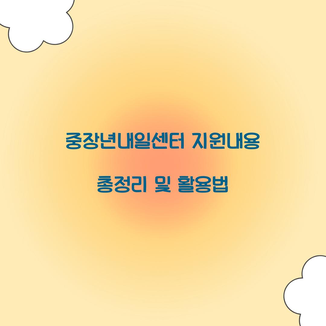 중장년내일센터 지원내용