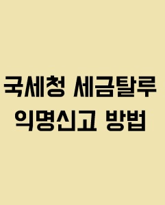 국세청 세금 탈루 익명 신고 방법에 관한 이미지 입니다.