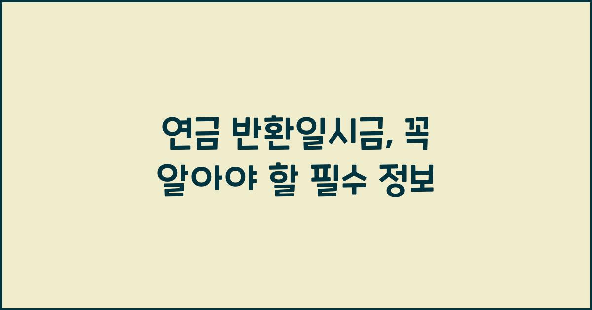 연금 반환일시금