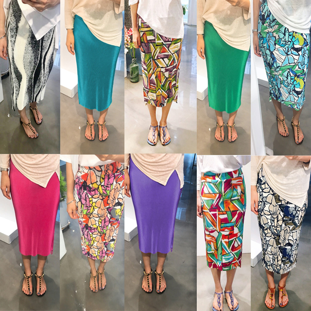 스판 밴딩 네온 비비드 나염 플리츠 롱 라인 스커트