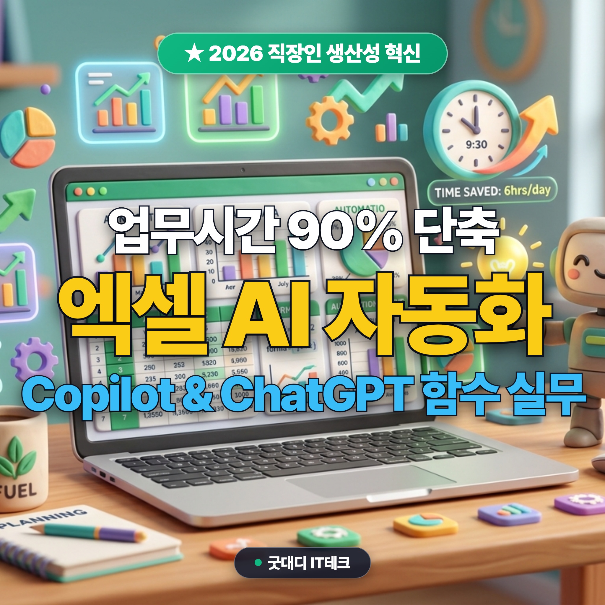엑셀 &amp; 구글 스프레드시트 AI 자동화 가이드: Copilot과 ChatGPT로 함수 자동 생성 및 노코드 데이터 분석 실전 활용법 대표 썸네일