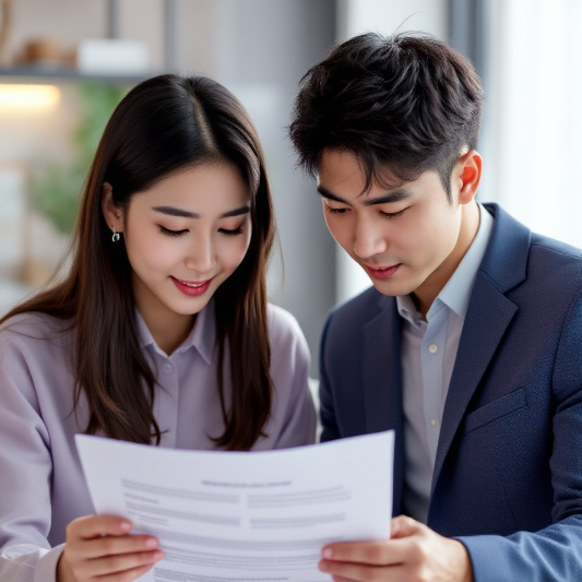 부부가-서류를-보고-있음