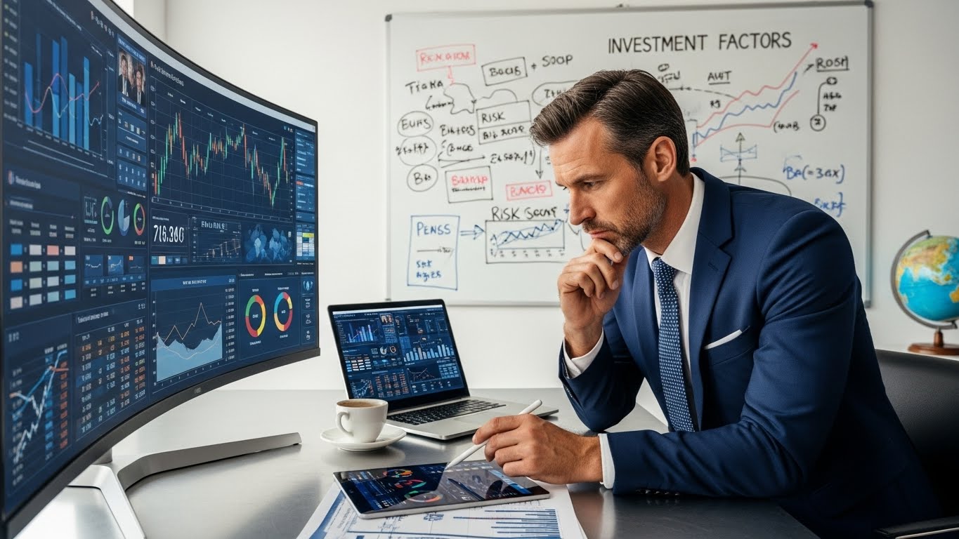 다양한 투자 요소를 고려하는 현명한 투자자의 모습