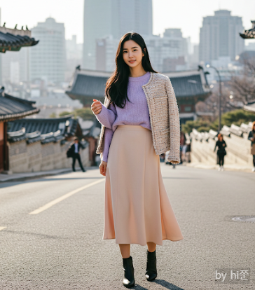정한 파스텔톤 룩