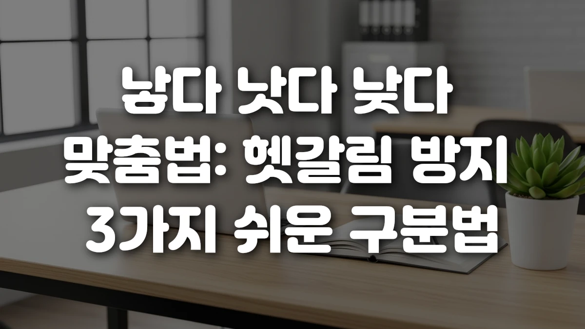 낳다 낫다 낮다 맞춤법 헷갈림 방지 3가지 쉬운 구분법