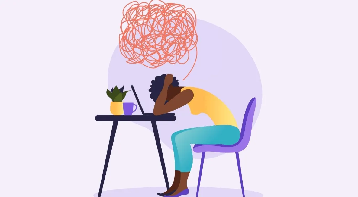 감정적 소모와 스트레스 과부하를 표현한 미니멀 심리 일러스트