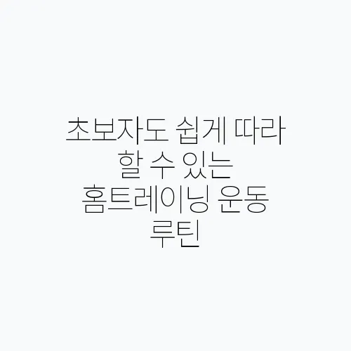 초보자도 쉽게 따라 할 수 있는 홈트레이닝 운동 루틴