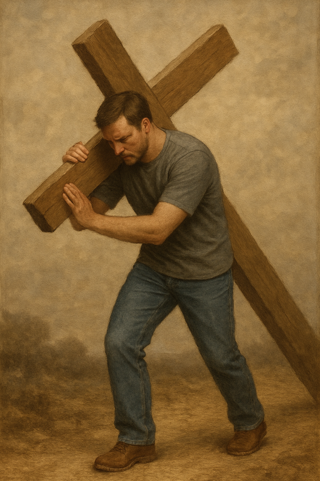 자기십자가를지고가는이미지