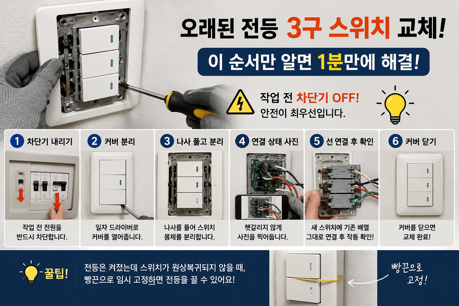 오래된 전등 스위치 교체