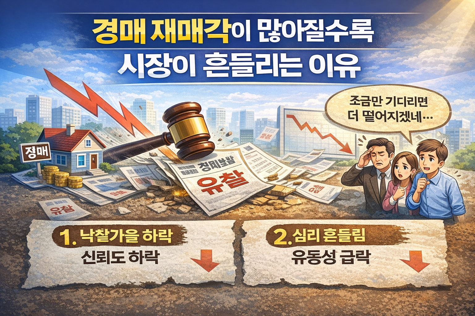 부동산 경매 재매각 증가가 낙찰가율과 시장 심리에 미치는 영향 설명