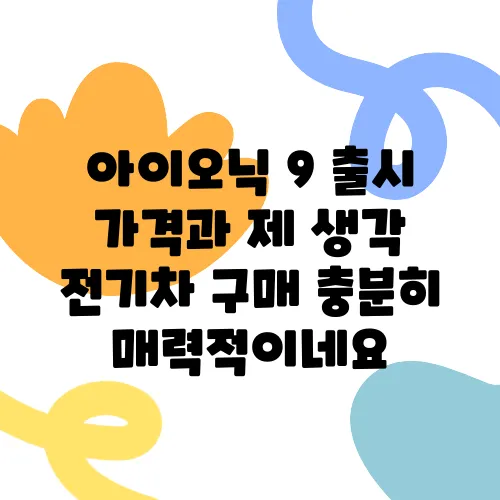 아이오닉 9 출시 가격과 제 생각 전기차 구매 충분히 매력적이네요