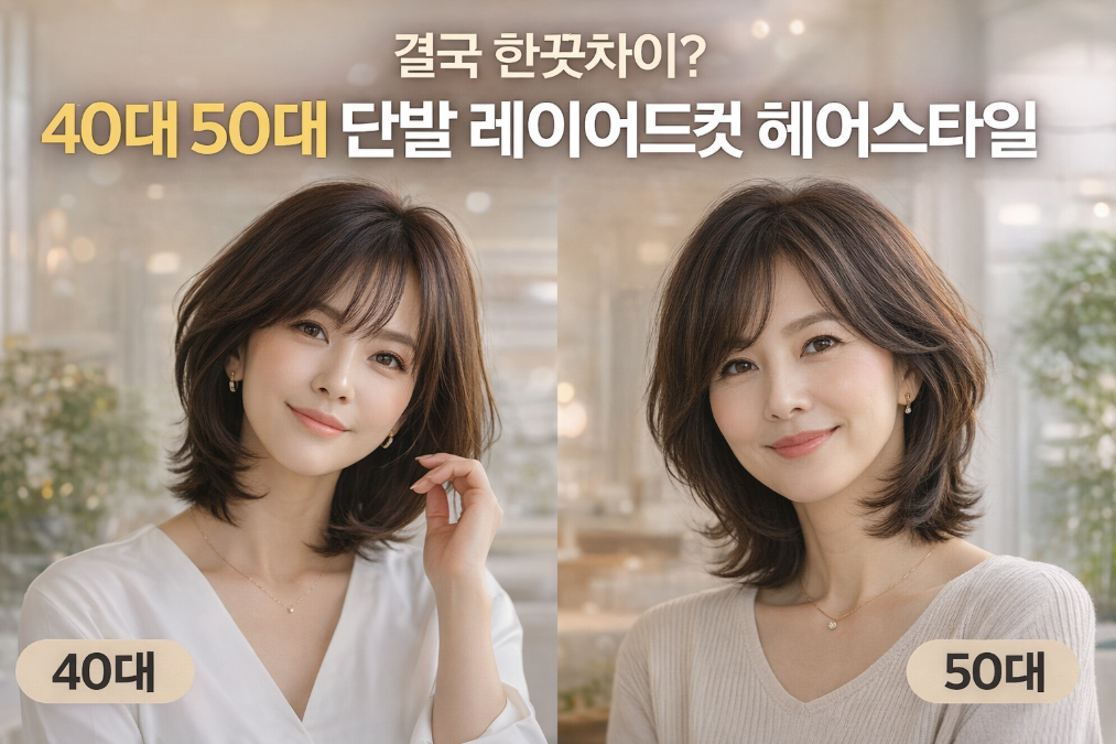 40대 50대 단발 레이어드컷, 한끗차이로 10년 젊어지는 비법