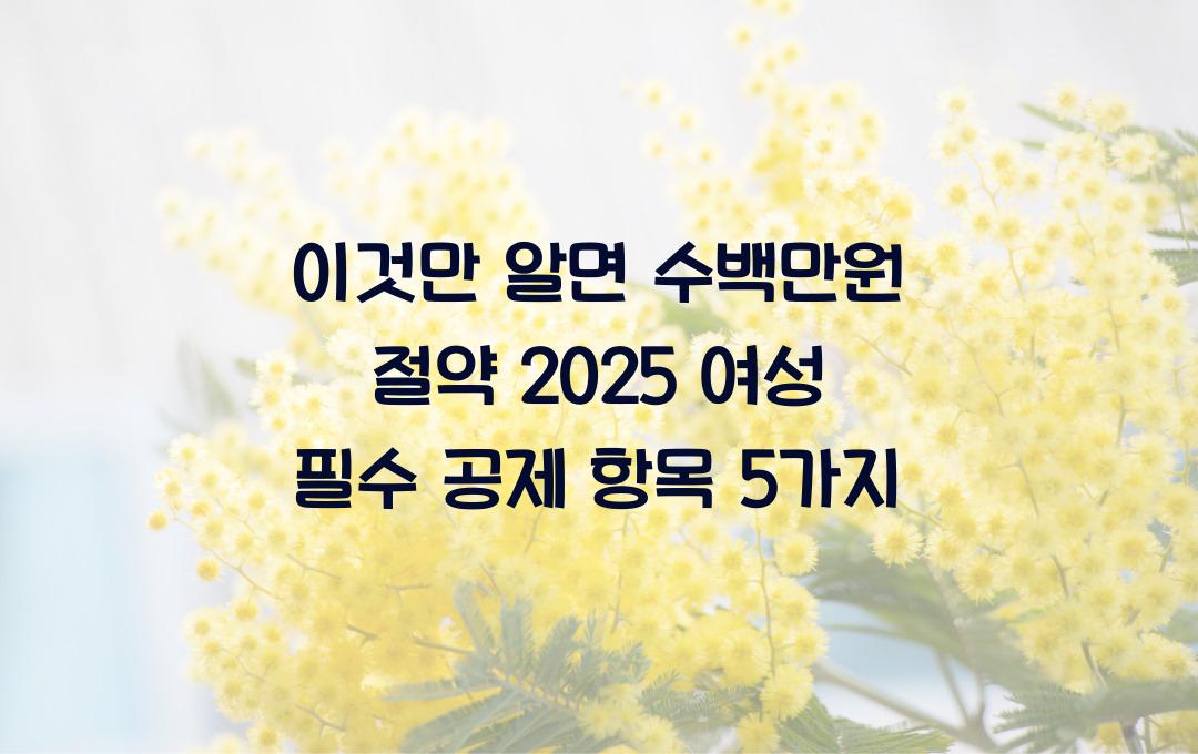  이것만 알면 수백만원 절약! 여성들이 자주 놓치는 핵심 공제 항목 5가지
