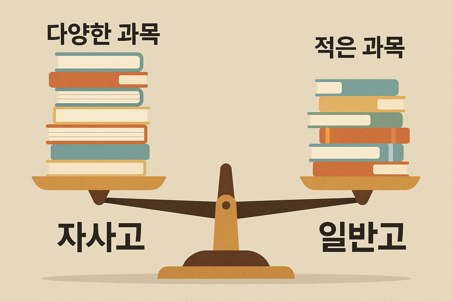 고교학점제의 형평성 문제를 나타낸 저울 이미지