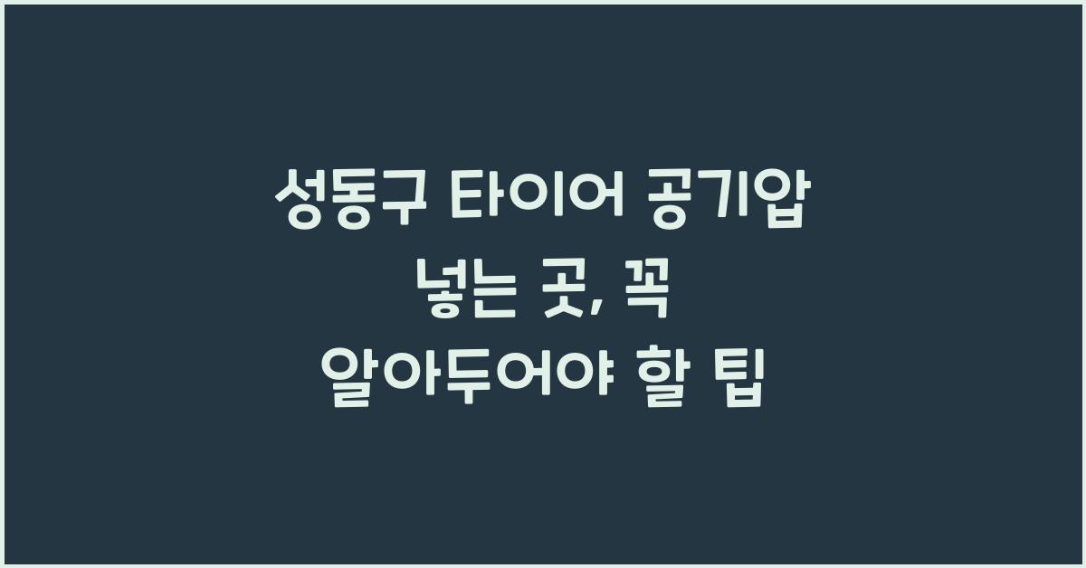 성동구 타이어 공기압 넣는 곳