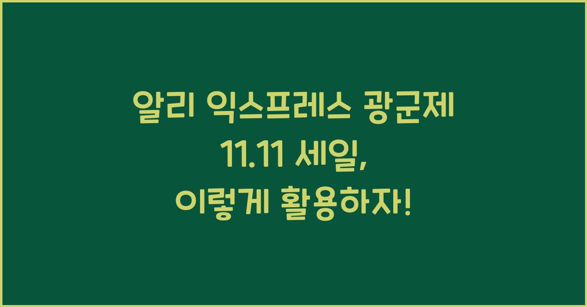 알리 익스프레스 광군제 11.11 세일