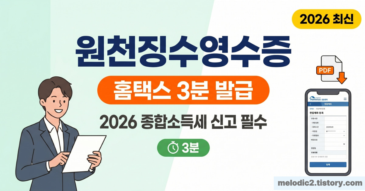 원천징수영수증 발급 방법 2026 홈택스 3분 완성 종합소득세 신고