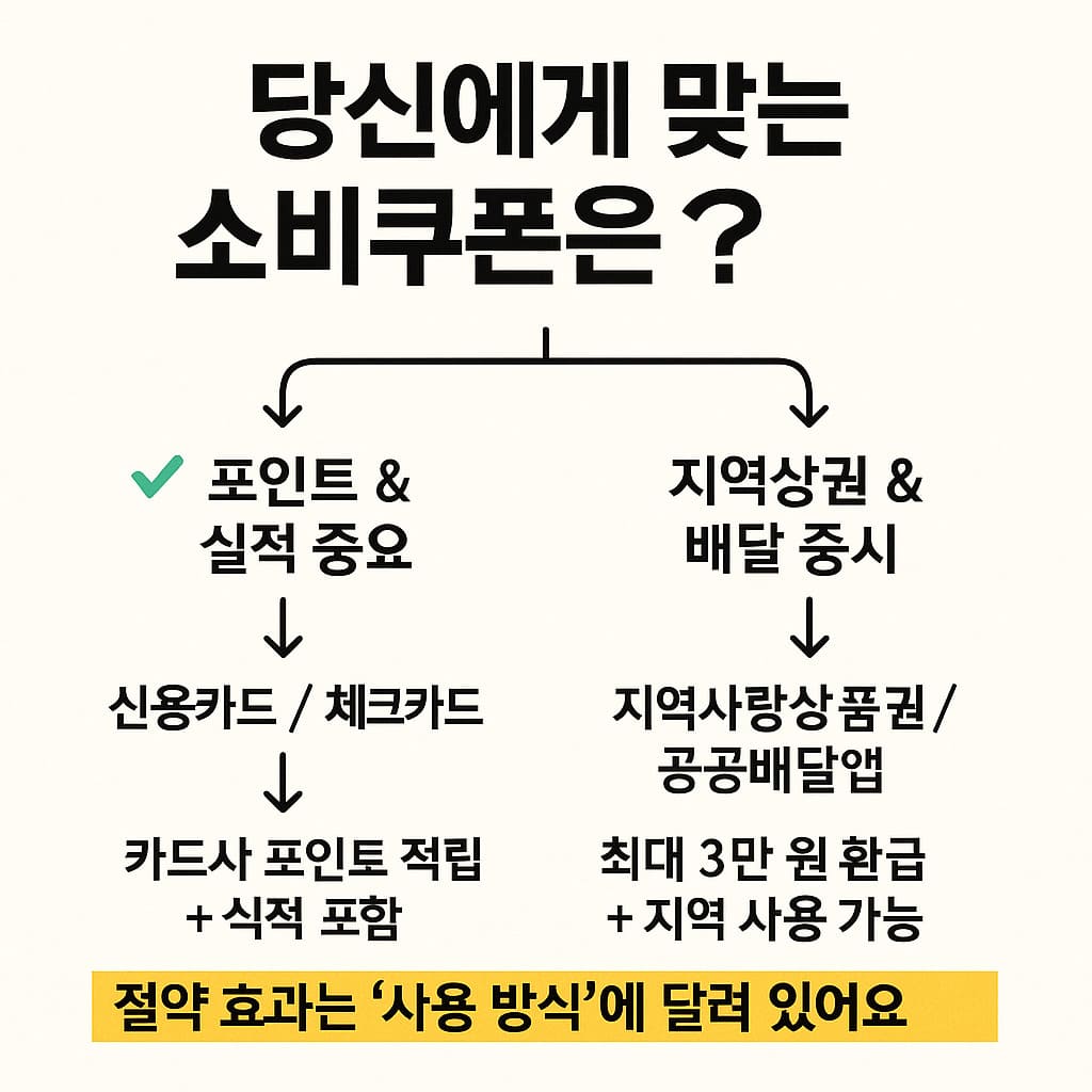 소비쿠폰 선택 가이드 – 신용카드와 지역상품권 비교