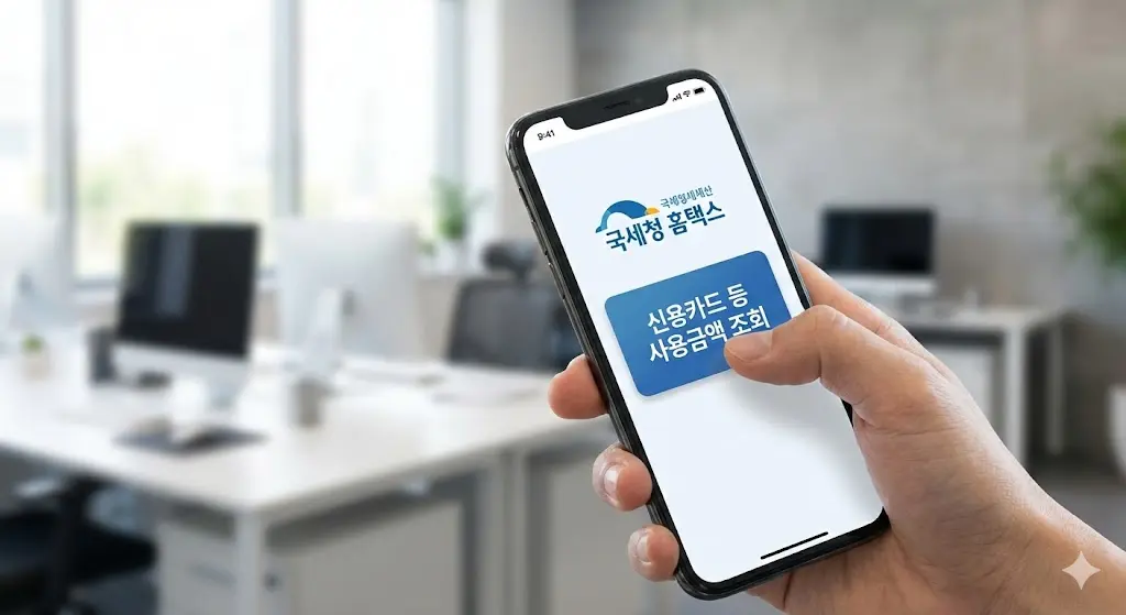 국세청 홈택스 앱에서 신용카드 소득공제 사용금액 조회 화면