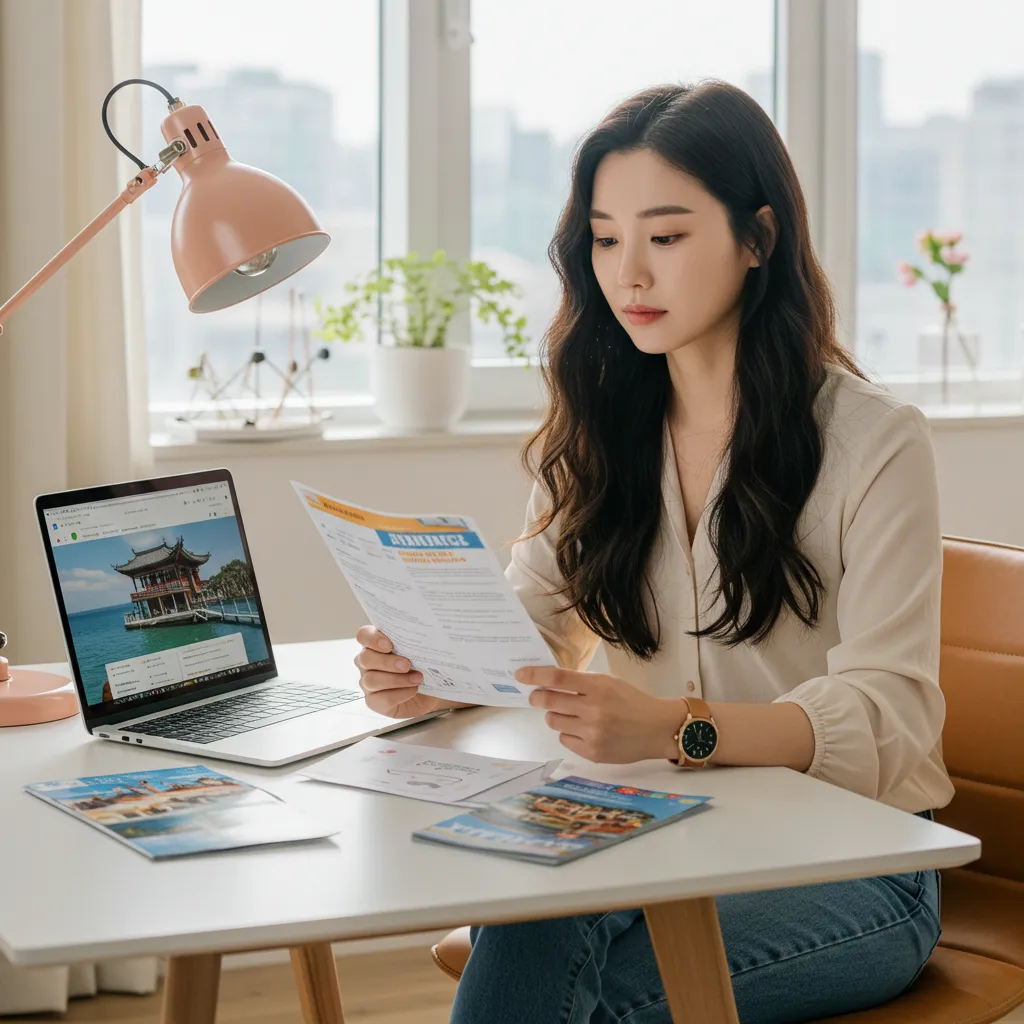 제주도 여행보험 체크리스트_읽고 있는 여성