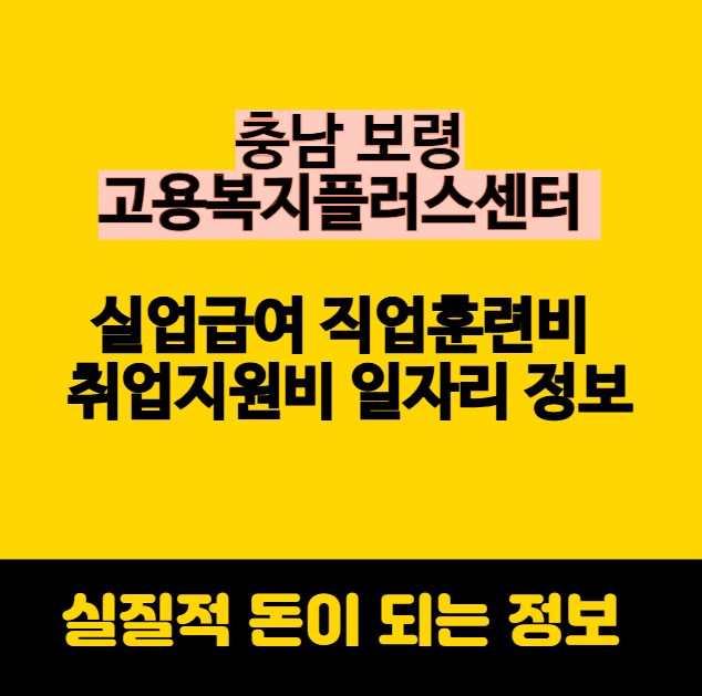 보령 고용복지플러스센터 실업급여 직업훈련비 취업지원비 일자리 정보