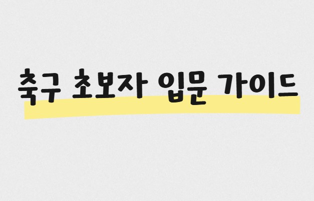 축구 초보자 입문 가이드