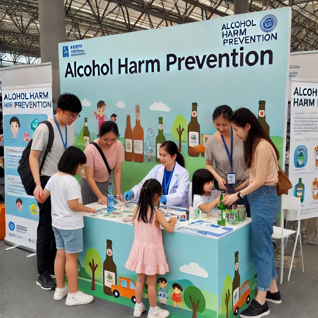 가족이 음주폐해 예방 활동에 참여하여 건강한 생활을 촉진하는 모습