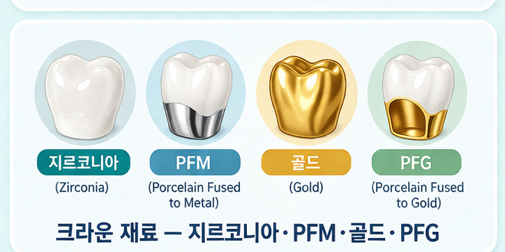 크라운(보철) 재료별 종류