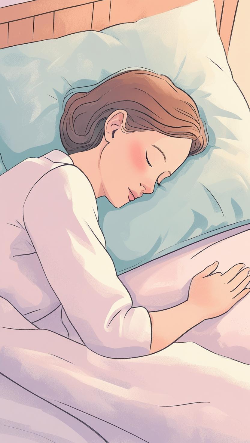 취침 시 상체를 10~15cm 올리고 야식을 피하는 등 역류 예방 수면 요령을 그림으로 설명한 일러스트