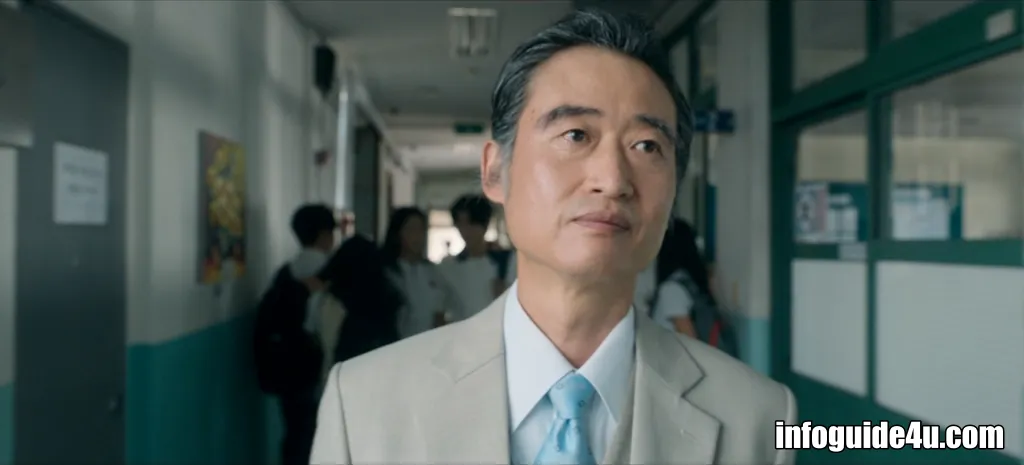 학교를 둘러보고 있는 학교장 래혁