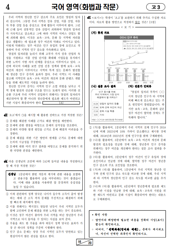 2023-10월-고3-모의고사-국어-화법과 작문-기출문제-다운