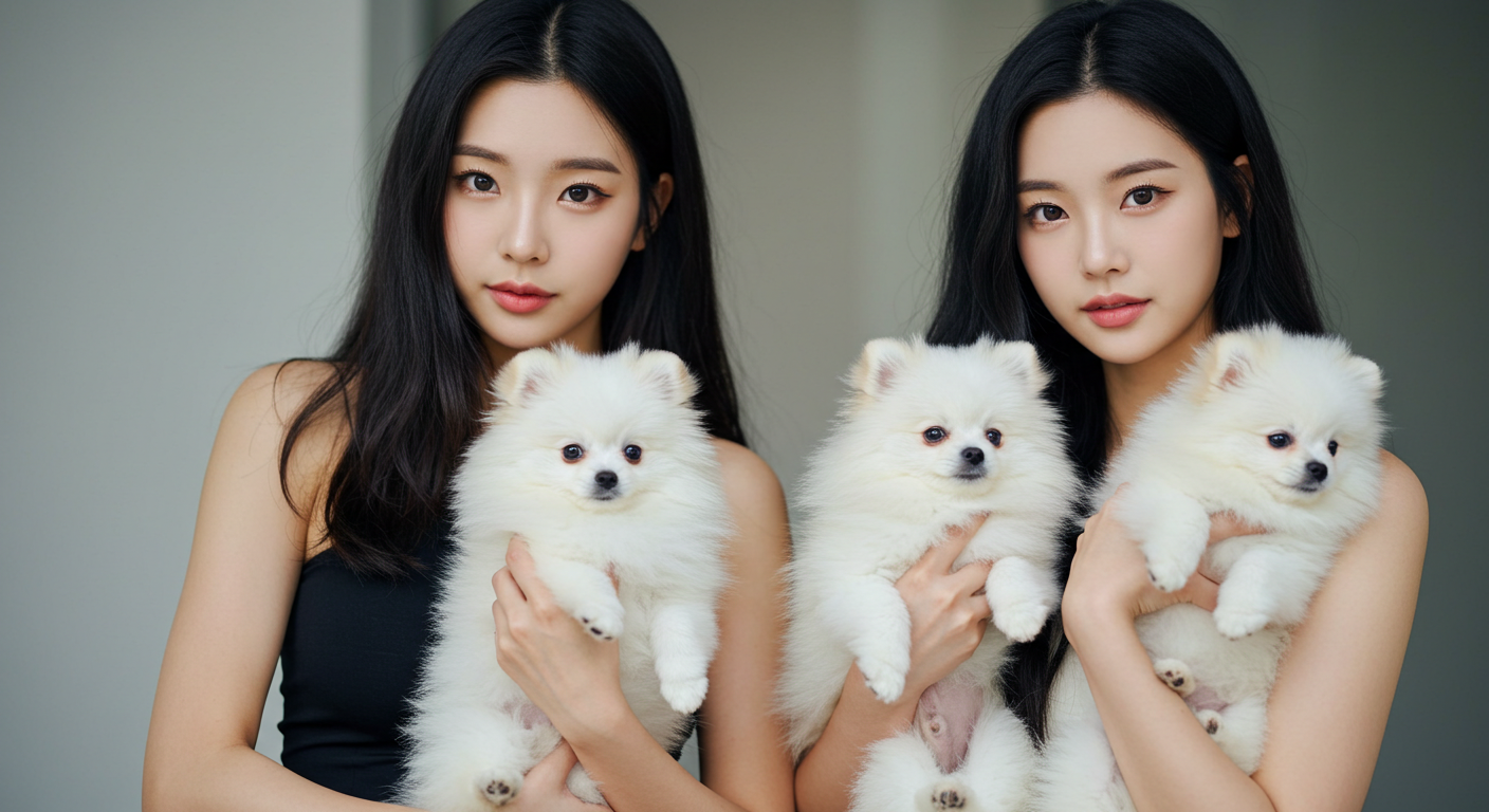 강아지를 안고있는 여성들