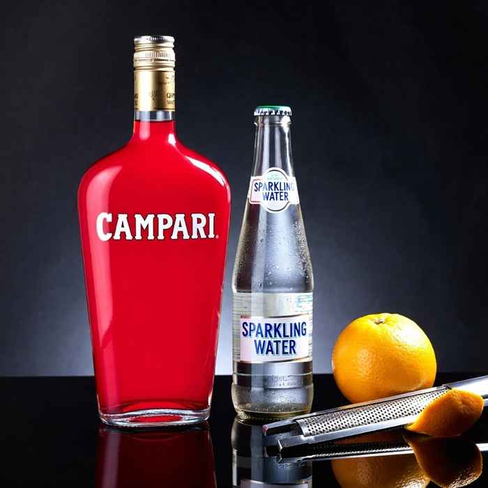 캄파리 소다 재료 - 캄파리, 탄산수, 오렌지