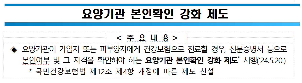 요양기관 본인확인 의무화