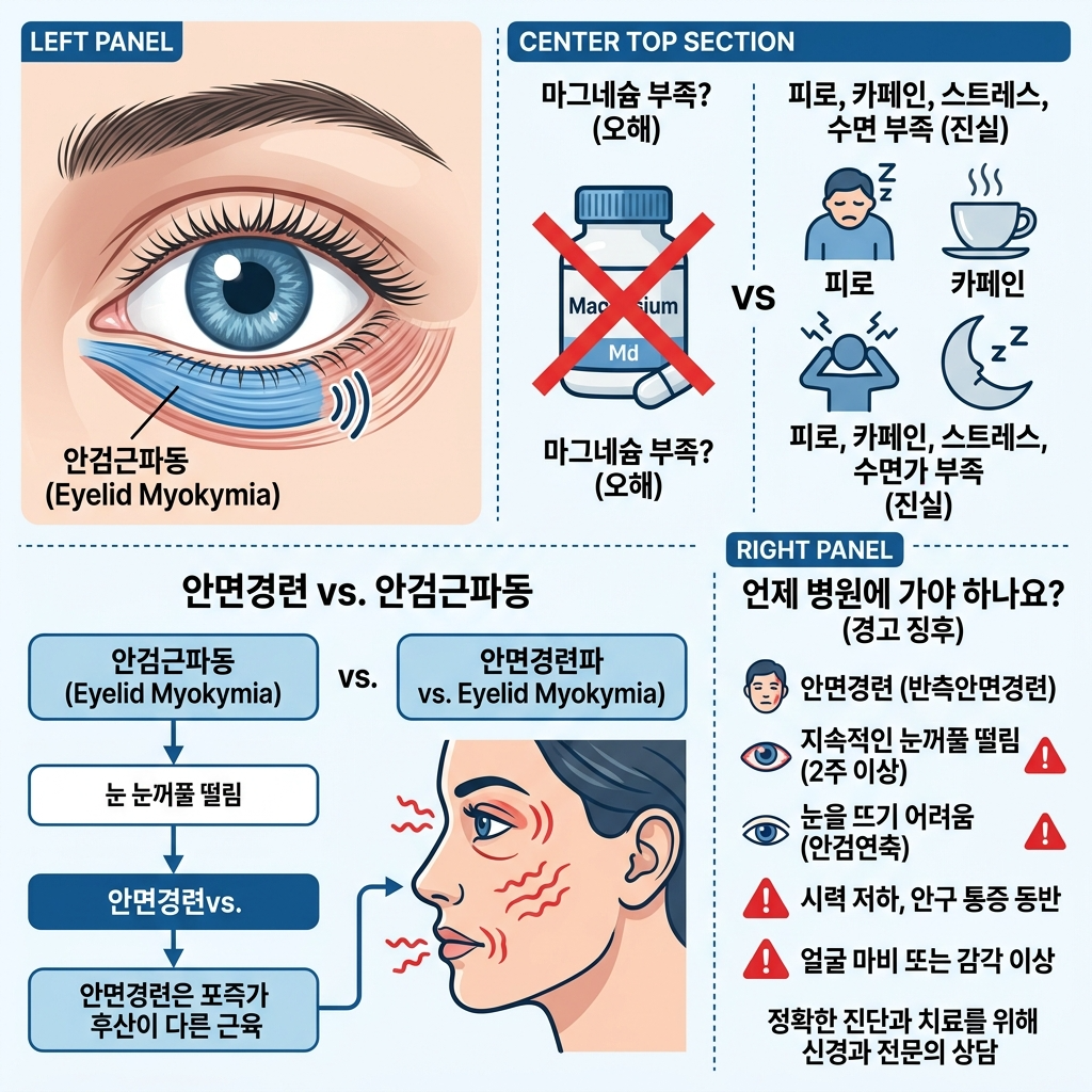 눈 떨림 (안검근파동, 안면경련, 마그네슘 오해)
