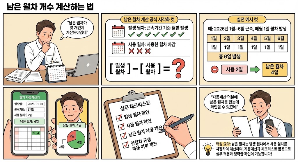 월차 계산법 및 남은 휴가 개수 확인하는 기준 가이드