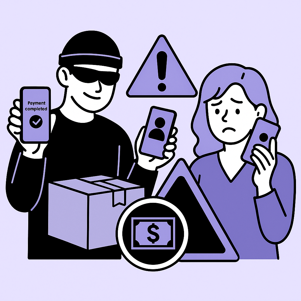 중고거래 사기 예방 팁 정리 일러스트