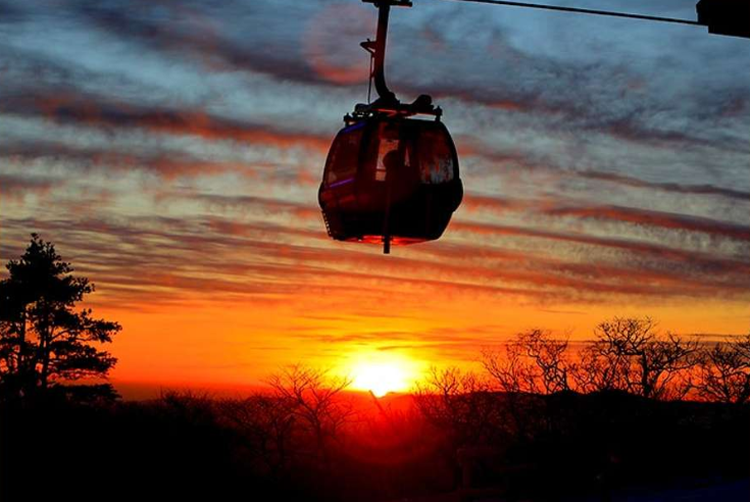 노을진 발왕산 케이블카