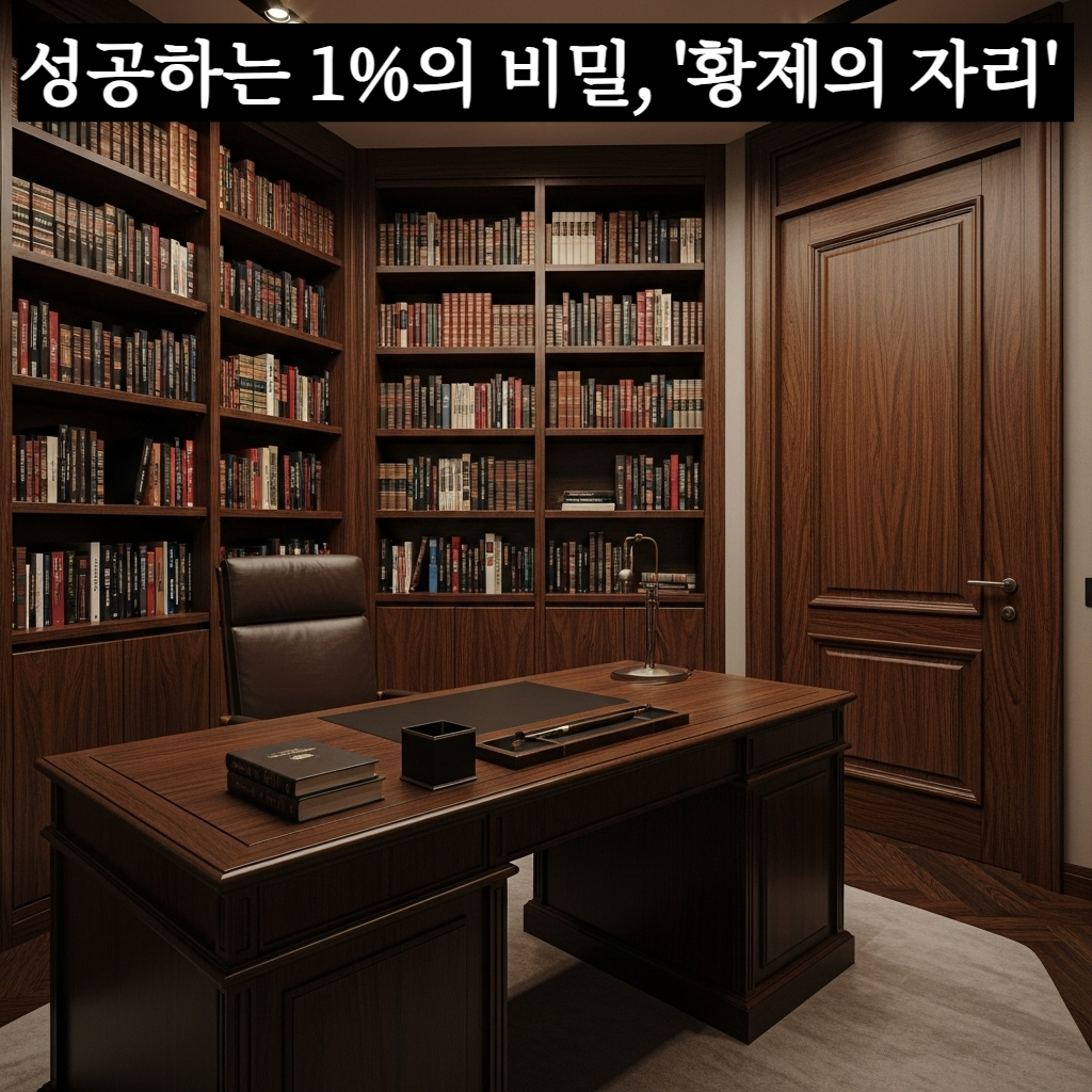 벽을 등지고 문을 바라보는 황제의 자리 책상 배치와 고급스러운 오피스 인테리어 풍수 사례